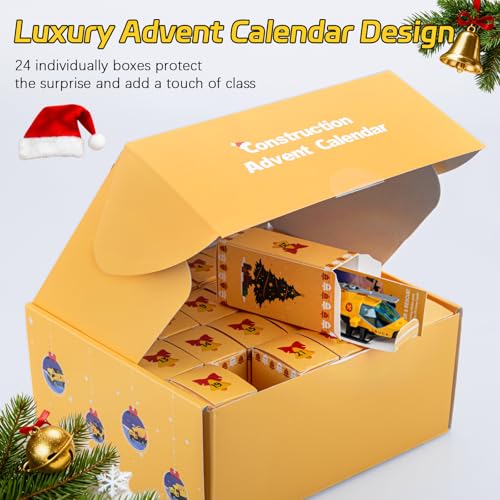 Kids Construction Truck Advent Calendar - 24-Day Christmas Countdown Toy Set