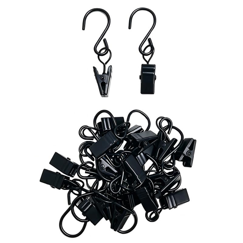 S Hook Curtain Clips Set of 20 Stainless Steel Hanging Clips with Hook