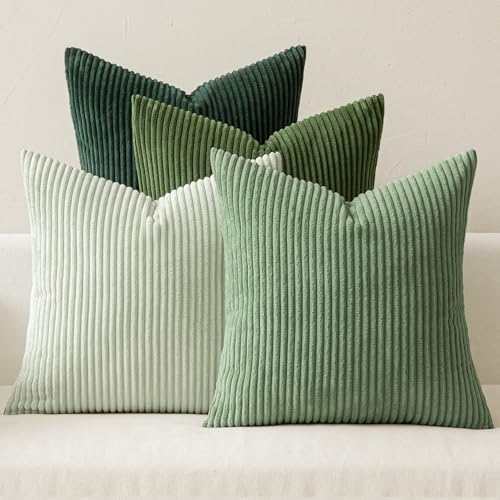 MIULEE Soft Corduroy Decorative Throw Pillow Covers - 18x18 Set of 4