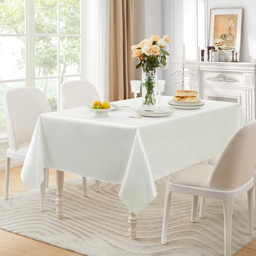 Counfeisly 6 Pack Satin Tablecloth, Off White 60 x 84 Inches – Rectangle