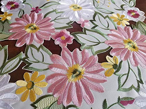 Spring Floral Embroidered Table Runner 13x34 Inches for Easter & Home Decor