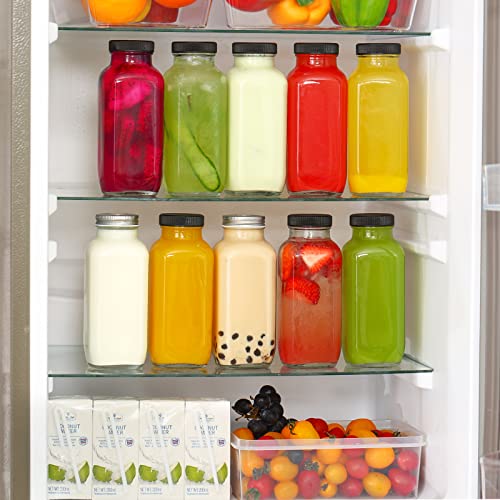 16oz Square Glass Juice Bottles with Lids and Straws - 10 Piece Set