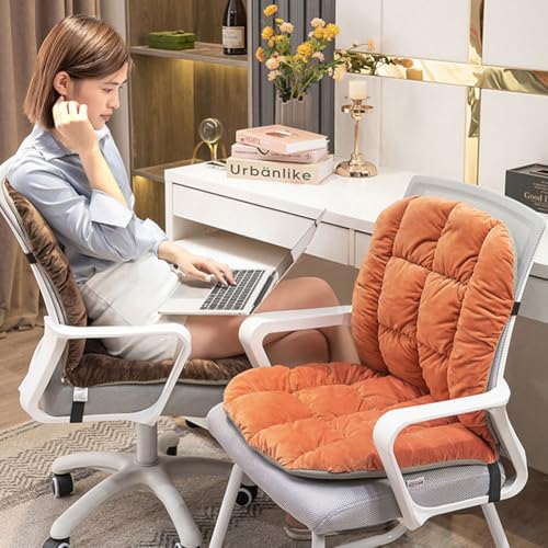 High Back Desk Chair Cushion, Soft Velvet Seat Pad with Ties, 38 x 18 Inch