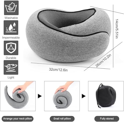 Travel Neck Pillow with Chin Wrap – Memory Foam Support for Airplanes and Cars