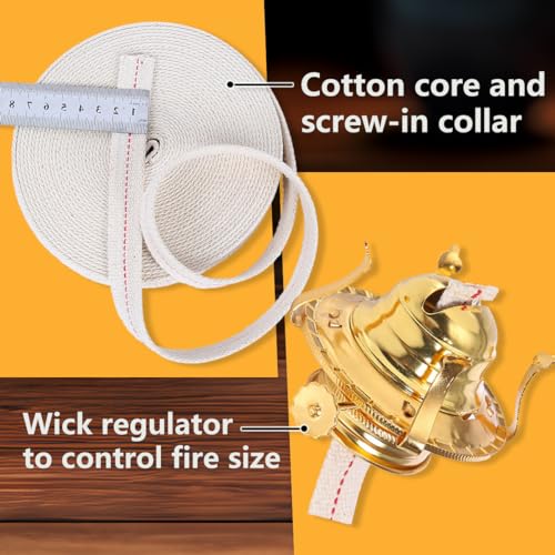 #2 Brass Plated Oil Lamp Burner Replacement with Collar & Cotton Wick