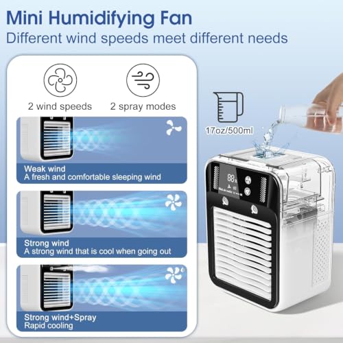 Portable Air Conditioner Rechargeable Mini Evaporative Cooler with Mist Spray