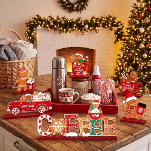 Qunclay 6-Piece Winter Holiday Coffee Table Decor Set – Festive Kitchen & Drink Station Accessories