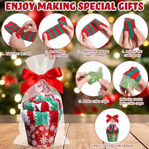 Christmas Cupcake Socks for Women 50-Pair Set Candy Cane Red Green Variation