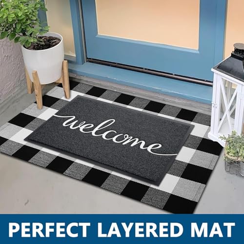 Non-Slip Outdoor Front Door Mat - Low Profile Entryway Welcome Doormat, 30"x17.5"