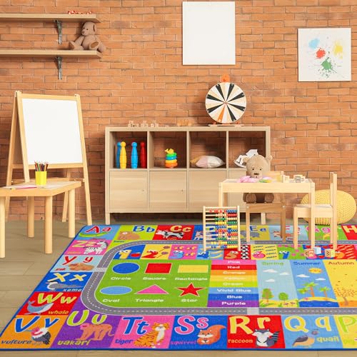 Educational Alphabet & Numbers Play Rug for Kids - 3x5 Non-Slip Area Carpet