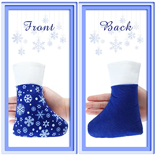 Hoosige 60 Pcs Mini Blue Christmas Stockings Bulk 6.5" Snowflake 3.5" Cuff