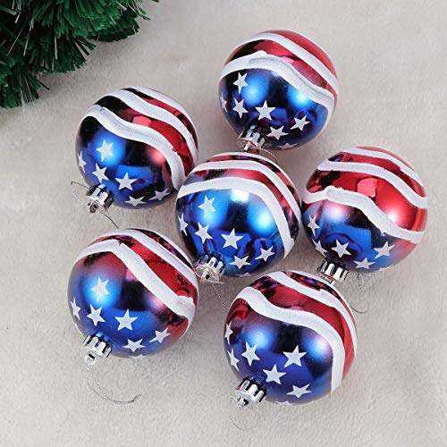 12pcs 3-1/4" (80mm) Patriotic Christmas Ball Ornament, American Flag Hanging, USA Independence Day Fourth of July Party Decor, Holiday Wedding Christmas Tree Decorations
