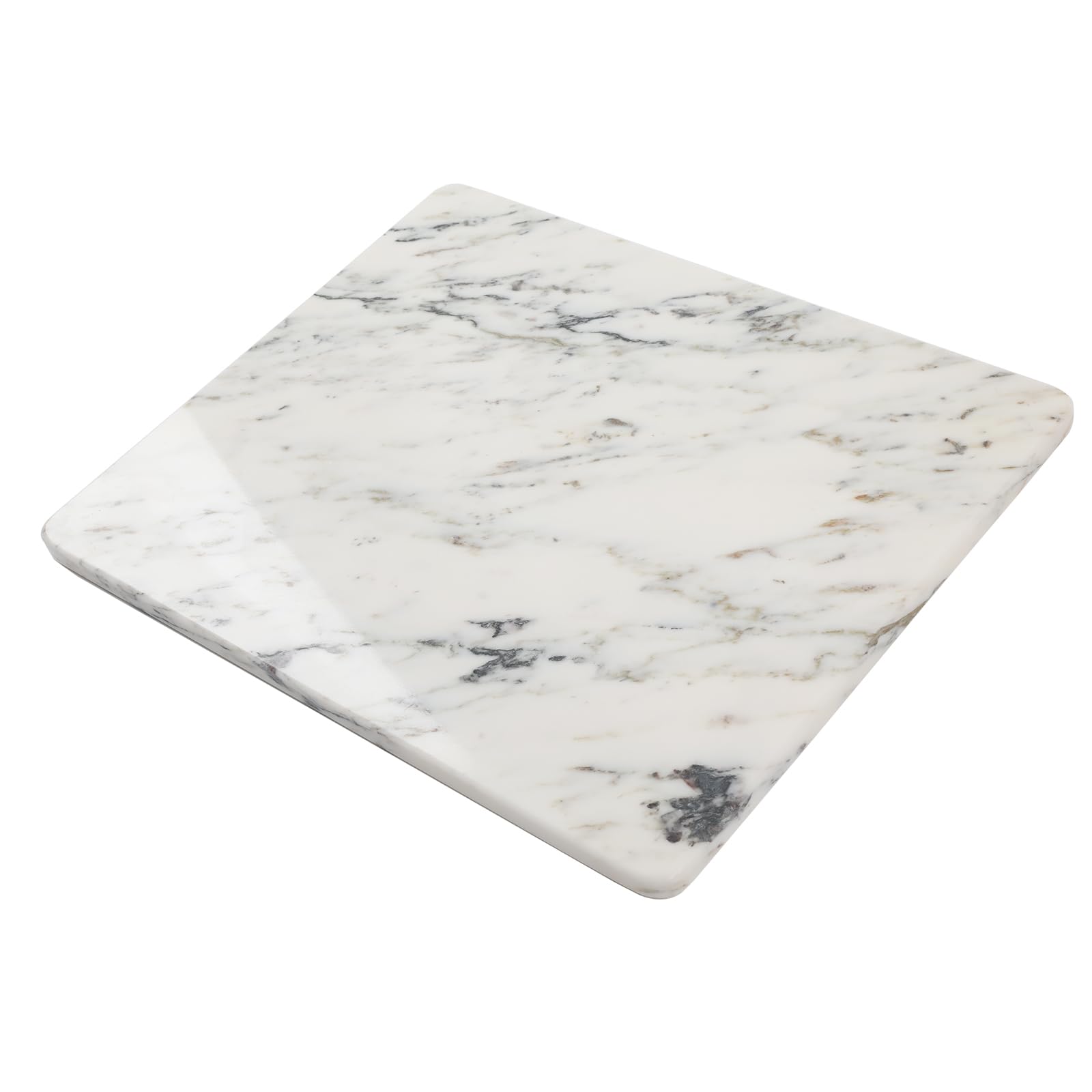 Lovdeco Marble Cutting Board, Pastry Board For Kitchen, Large Ink White Marble Slab Gift With Non-Slip Feets, 16x20 Inch, 1 Piece