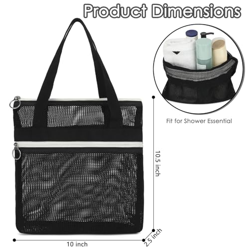Mesh Shower Bag with Zipper Pockets and Dual Handles, Quick-Drying