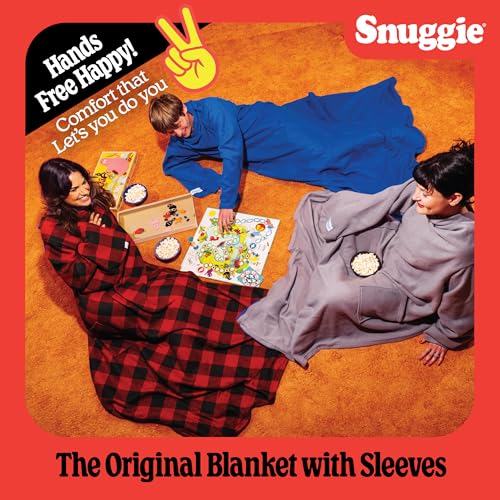 Oversized Wearable Blanket with Sleeves and Pockets - Soft Fleece Throw