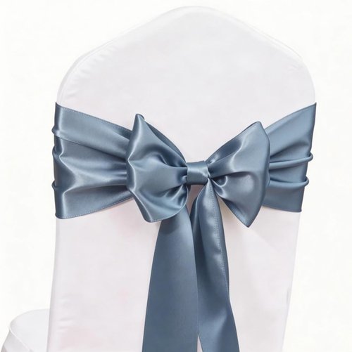 Gankar Dusty Blue Chair Sashes - 50 Pack Elegant Chair Ties for Weddings & Events Decor