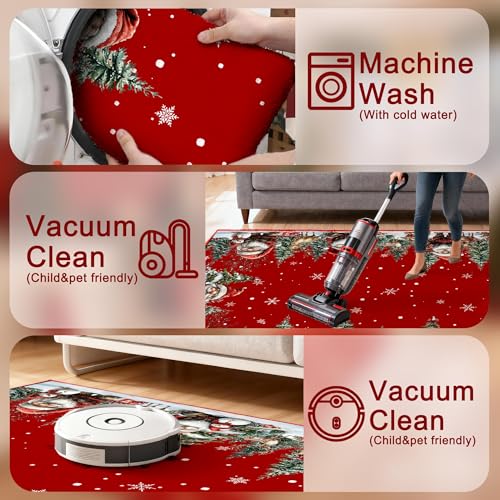 2'x3' Red Santa Christmas Door Mat - Snowman Holiday Rug, Non-Slip Entryway Mat
