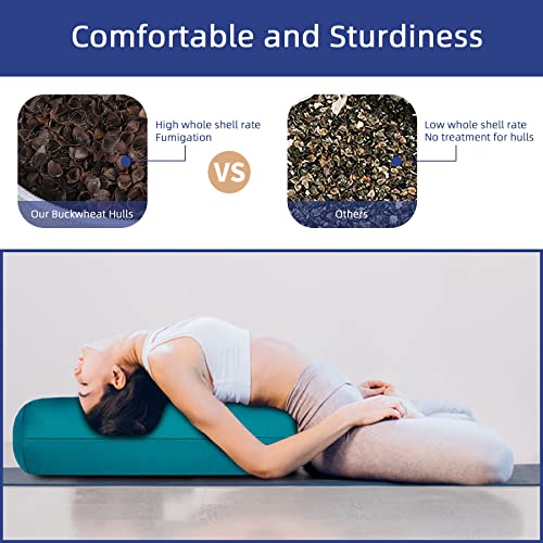Organic Buckwheat Rectangular Yoga Bolster Pillow, 24 x 10.5 x 5.5 Inch