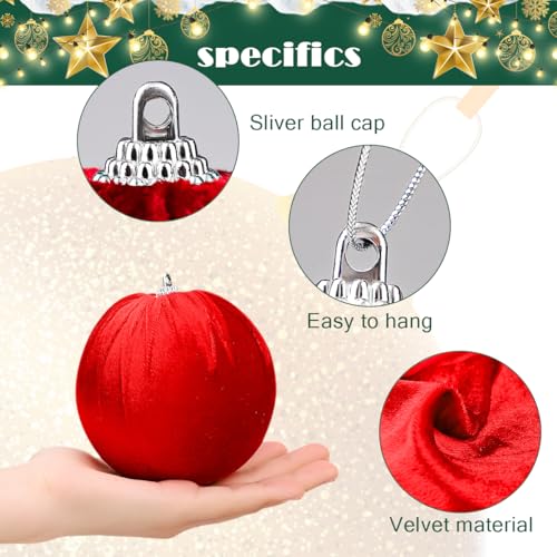 Red Velvet Christmas Ornament Balls Hanging Set - 10pcs, Variation B