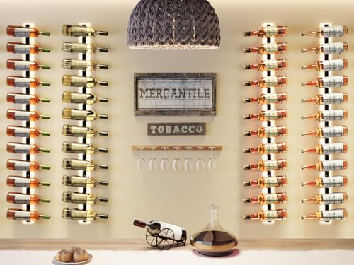 24-Bottle Wall Mounted Wine Rack, Detachable Metal Wine Storage Organizer