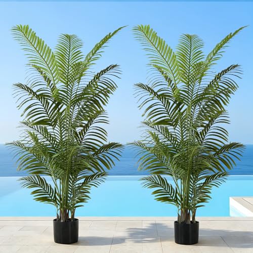 6FT Tall Artificial Areca Palm Trees - UV Resistant Faux Plants (2 Pack)