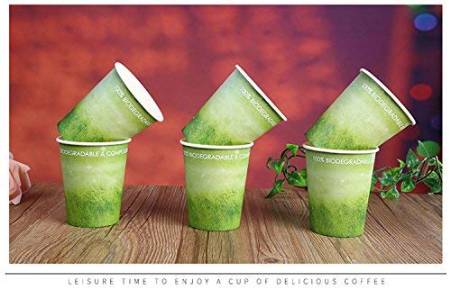 A+ DESIGN Special Green Grass Design Paper Hot Coffee Cups Eco-friendly,100% Blodegradable&Compostable (Green grass, 50 count, 8 oz)