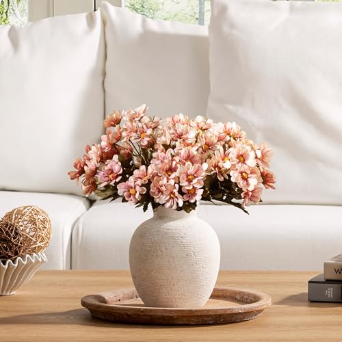 Rustic Ceramic Flower Vase - Handcrafted Farmhouse Table Decor (7.4 Inch)