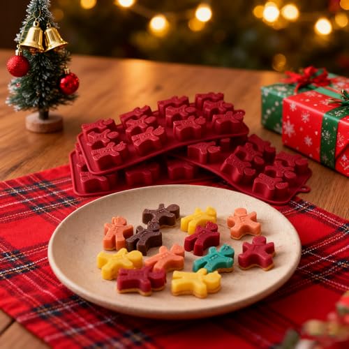 3Pcs Gingerbread Man Silicone Molds for Christmas Baking & Crafts
