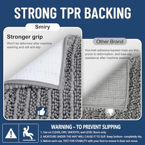 Smiry Chenille Bathroom Rug 30x20 - Extra Soft Non-Slip Bath Mat