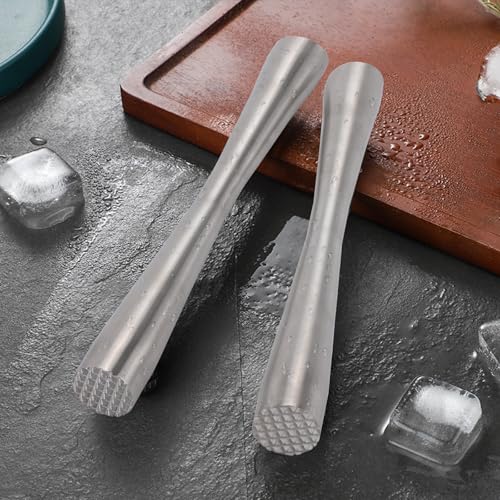 Stainless Steel Cocktail Muddler Set - 10-Inch Bar Accessories for Mojitos, Old Fashioned & Fruit Drinks