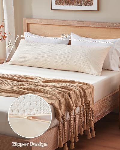 Waffle Weave Body Pillow with Memory Foam Insert, 20x54 Inch