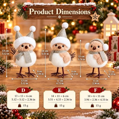 White 3-Pack Christmas Bird Plush Ornaments | Holiday Tree Decorations