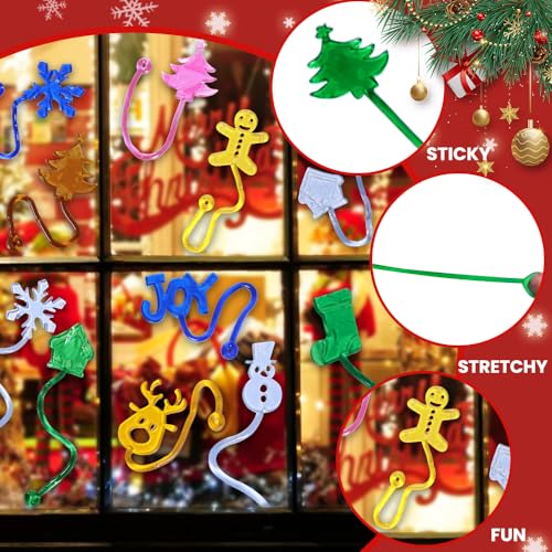 JOICEE 56Pcs Christmas Sticky Hands Toys – 8 Designs Stress Toys for Kids