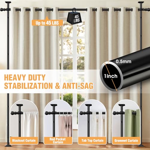 Adjustable Room Divider Tension Rod, No-Drill Floor-to-Ceiling Curtain Stand