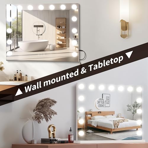 Vanity Mirror with Lights Lighted Makeup 15 Dimmable LED Bulbs,3