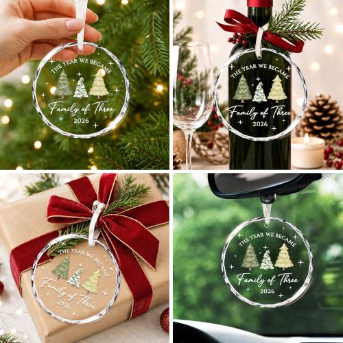 Family of Three Baby's First Christmas Ornament - 2026 - New Mom & Dad Gift - Variation 03