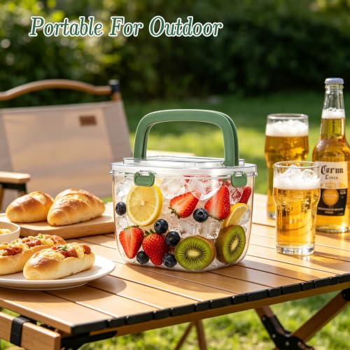 HFYZZ 2-Pack 5L Portable Ice Storage Bins with Lids & Scoops for Outdoor Camping & Parties