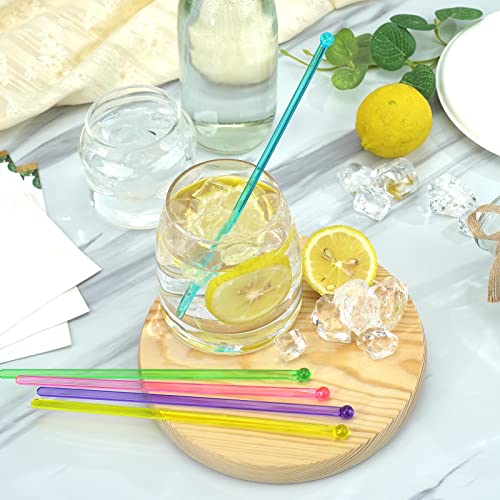Multicolor 100 Pcs Plastic Cocktail & Cake Pop Stirrers - Safe, Disposable, 7.24 Inch