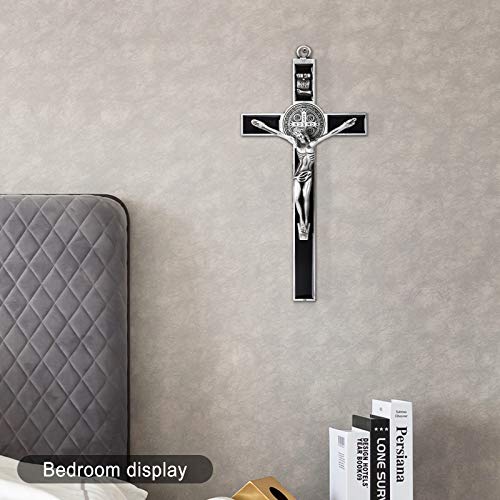 7-Inch St. Benedict Crucifix Wall Cross - Black Enamel Metal Wall Art