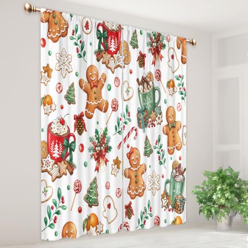 Mitpok Gingerbread Christmas Curtains 52W x 84L, Pack of 2