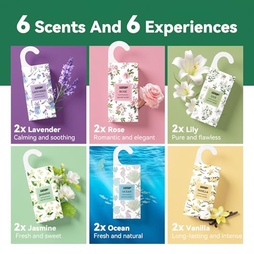 12-Pack Scented Sachets for Closets, Drawers, and Car Air Freshener