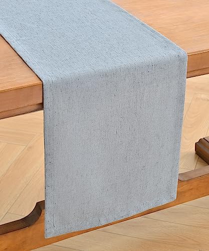 Wracra Dusty Blue Burlap Linen Table Runner 13x90 Inches - Handmade Rustic Decor