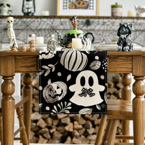Artoid Mode 13x60 Inch Halloween Table Runner Home Party Decor Black