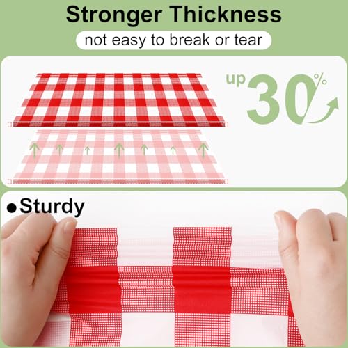 4-Pack Red & White Checkered Disposable Tablecloths, 54 x 108 Inch