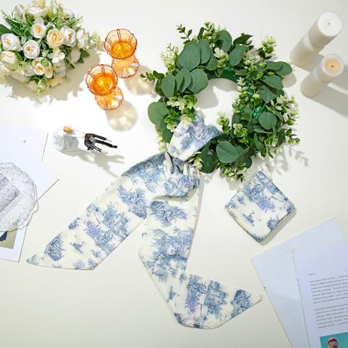 6 Pcs Wreath Sash for Front Door Toile De Jouy French Pattern