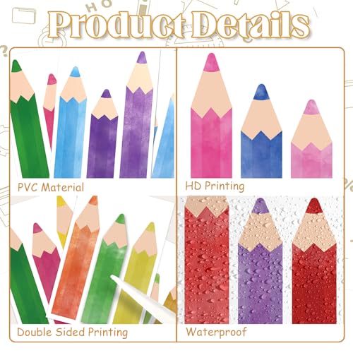 Pencil Window Clings - 9 Sheets, 27 Pcs Double-Sided Classroom Decor