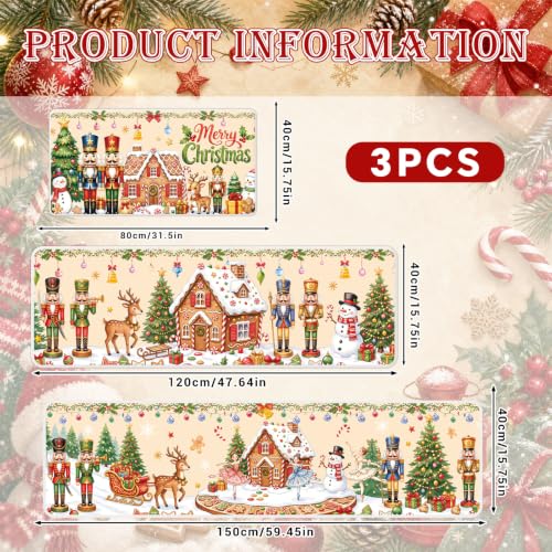 VISSTREE Xmas Nutcracker Kitchen Mats Set - Non-Slip Holiday Rug Collection