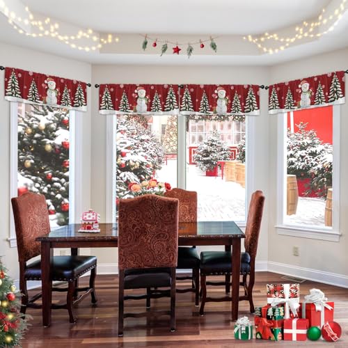 Nesphy Snowman Winter 4 Pack Valances 18x52 in - Christmas Window Decor