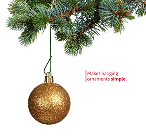 Green Christmas Tree Ornament Hooks - Bendable Metal Wire, 300 Pack