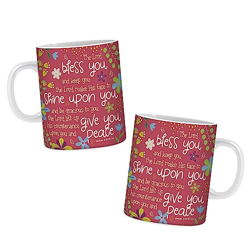 Pink Bless You Christian Coffee Mug 12 oz with Bible Verse & Gift Box